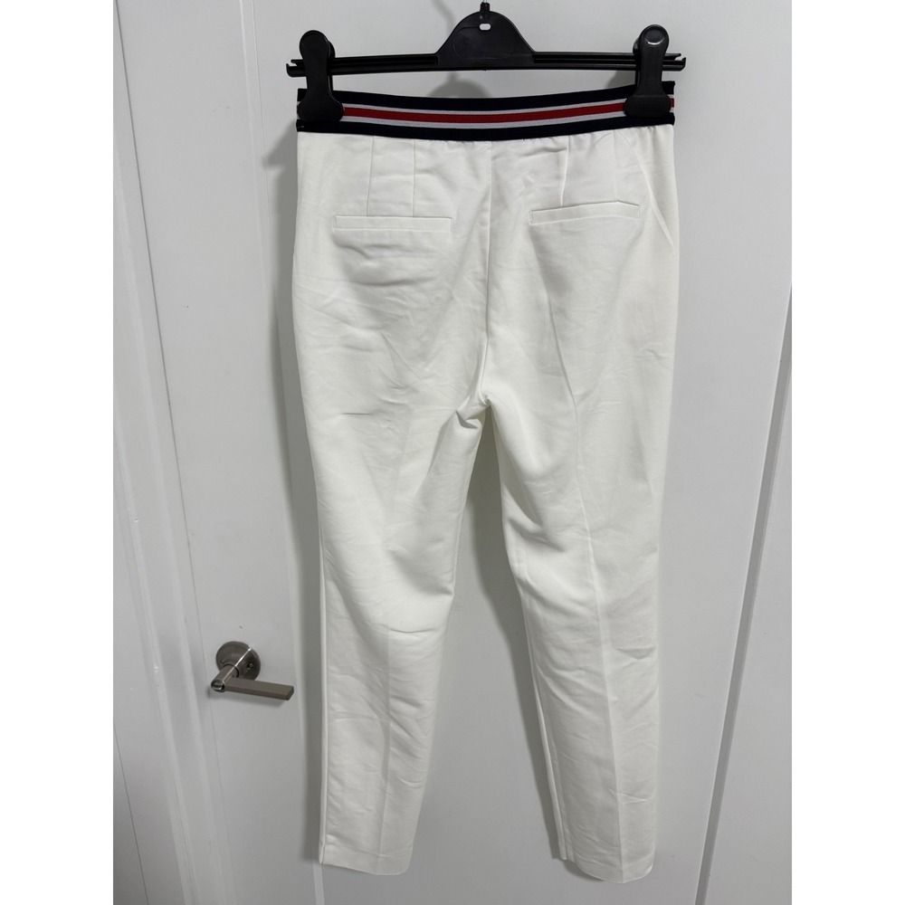 Zara Basic White Ankle Pants XS Striped Waistband‎ Career Casual Modern